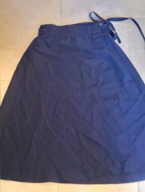 Vintage Navy Blue Womens Knee Length Wrap Skirt Small Medium